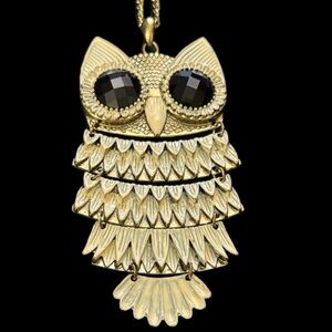 Vintage 70s Large Owl Pendant Necklace